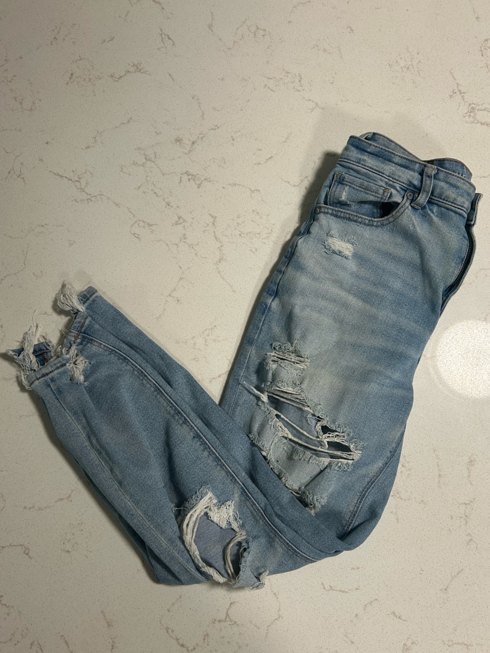 American Eagle Outfitters Light Blue Ripped Skinny Jeans